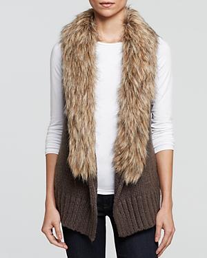 Bb Dakota Sweater Vest - Faux Fur Trim