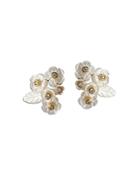 Nicola Bathie Flower & Leaf Cluster Stud Earrings