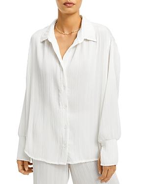 Good American Plisse Button Front Shirt