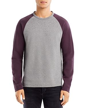Vince Cotton Blend Double Knit Color Blocked Long Sleeve Tee