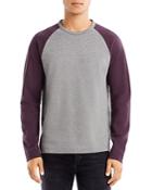 Vince Cotton Blend Double Knit Color Blocked Long Sleeve Tee