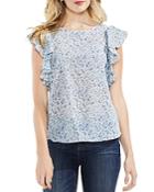 Vince Camuto Whisper Ditsy Floral Ruffle-sleeve Top