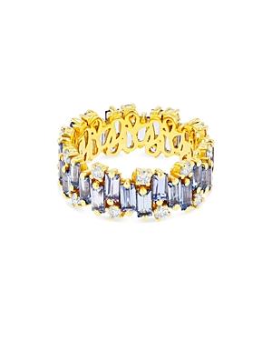 Suzanne Kalan 18k Yellow Gold Fireworks Blue Sapphire & Diamond Asymmetrical Band