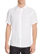 Michael Kors Linen Slim Fit Short Sleeve Button Down Shirt