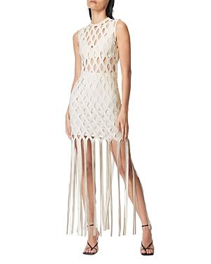 Herve Leger Fishnet Bandage Long Fringe Dress