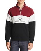 Fred Perry Embroidered-logo Color-block Quarter-zip Sweatshirt