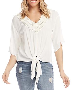 Karen Kane Crochet Neck Tie Front Top