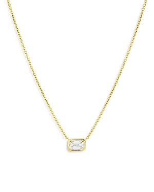 Roberto Coin 18k Yellow Gold Tiny Treasures Diamond Emerald Cut Solitaire Pendant Necklace, 16-18