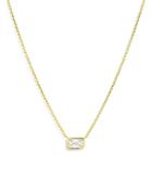 Roberto Coin 18k Yellow Gold Tiny Treasures Diamond Emerald Cut Solitaire Pendant Necklace, 16-18