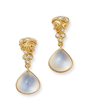 Temple St. Clair 18k Yellow Gold Whirlpool Drop Earrings With Blue Moonstone & Diamonds