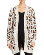 Alison Andrews Fuzzy Leopard-pattern Open Cardigan