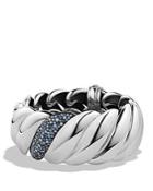 David Yurman Hampton Cable Bracelet With Grey Diamonds & Sapphires