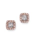 Bloomingdale's Diamond Princess Cut Halo Stud Earrings In 14k Rose Gold, 0.25 Ct. T.w. - 100% Exclusive