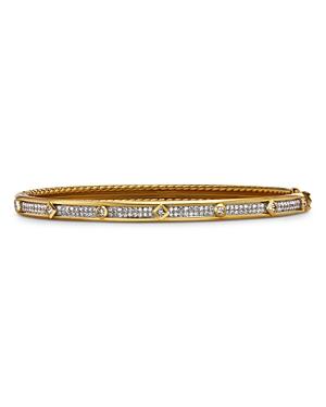 David Yurman 18k Yellow Gold Modern Renaissance Bangle Bracelet With Full Pave Diamonds