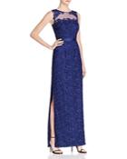 Aidan Mattox Embroidered Lace Gown