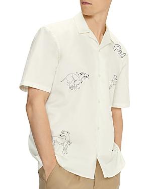 Ted Baker Made In Britain Dog Print Revere Short Sleeve Shirt