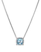 David Yurman Sterling Silver Chatelaine Blue Topaz & Diamond Pendant Necklace, 18 - 100% Exclusive