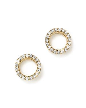 Diamond Circle Stud Earrings In 14k Yellow Gold, .20 Ct. T.w.