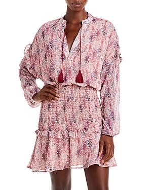 Aqua Abstract Print Smocked Mini Dress - 100% Exclusive