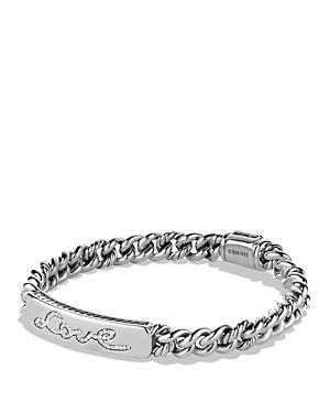 David Yurman Petite Pave Curb Link Love Id Bracelet With Diamonds