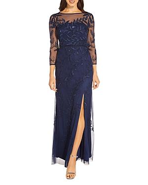Adrianna Papell Beaded Embroidered Gown