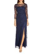 Adrianna Papell Beaded Embroidered Gown