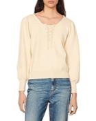 Sandro Lenzo Lace Up Blouson Sleeve Sweater