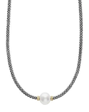 Lagos 18k Gold And Sterling Silver Luna Rope Necklace With Cultured Freshwater Pearl, 16