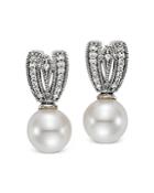 Mastoloni 18k White Gold Cultured Freshwater Pearl & Diamond Drop Earrings