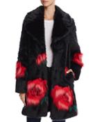 Guess Melanie Floral Print Faux Fur Coat