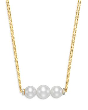 Mastoloni 18k Yellow Gold Cultured Freshwater Pearl And Diamond Double Chain Necklace, 18