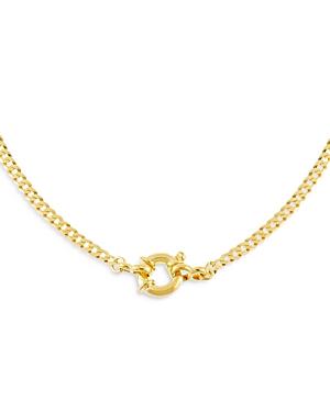 Adinas Jewels Cuban Collar Necklace In Gold Tone Sterling Silver, 18