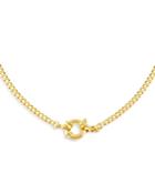 Adinas Jewels Cuban Collar Necklace In Gold Tone Sterling Silver, 18