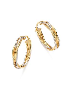 Bloomingdale's Double Braided Oval Hoop Earrings In 14k White & Yellow Gold - 100% Exclusive