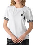 Karl Lagerfeld Paris Puff Sleeve Patches Tee