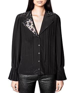 Zadig & Voltaire Tessa Embellished Silk Button-down Blouse