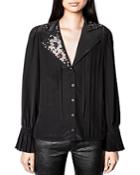 Zadig & Voltaire Tessa Embellished Silk Button-down Blouse