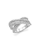 Diamond Round And Baguette Crossover Ring In 14k White Gold, 2.0 Ct. T.w. - 100% Exclusive