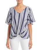 Status By Chenault Striped Knot-front Top