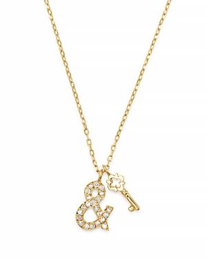 Suel Blackened 18k Yellow Gold Key & Heart Lock Diamond Necklace, 20