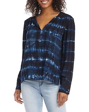 Karen Kane Tie Dyed Split Neck Top
