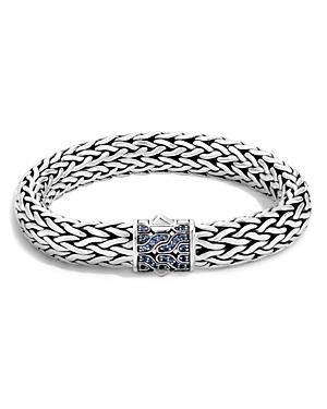 John Hardy Limited Edition Classic Chain Sterling Silver Large Chain Bracelet With Blue Sapphire
