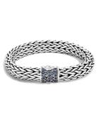 John Hardy Limited Edition Classic Chain Sterling Silver Large Chain Bracelet With Blue Sapphire