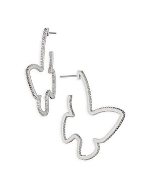 Nadri Cirque Pave Butterfly Hoop Earrings In Rhodium Plated