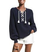 Michael Michael Kors Rope Laced Blouson Sleeve Sweater