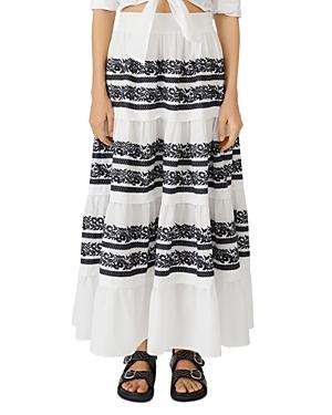 Maje Ibiza Collection Jolipa Embroidered Tiered Maxi Skirt