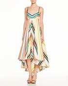 Milly Striped High/low Trapeze Dress