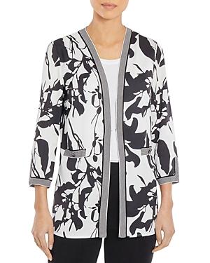 Misook Botanical Print Crepe De Chine Jacket