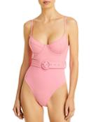 Jonathan Simkhai Noa Ribbed Belted Bustier One Piece Swimsuit