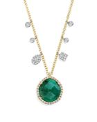 Meira T 14k Yellow Gold Emerald Pendant Necklace With Diamonds, 16